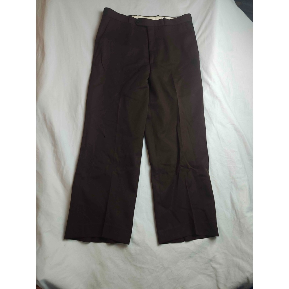 Rodin Dress Pants Mens Size 31X47 Brown Straight Trousers Flat Front Office